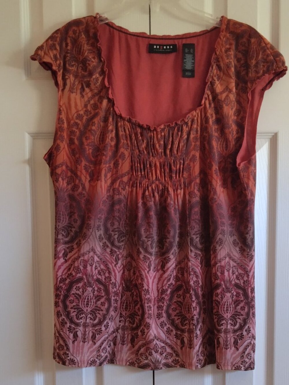 AXCESS WOMENS CAP SLEEVE RUST & BROWN LINED TOP SIZE XL